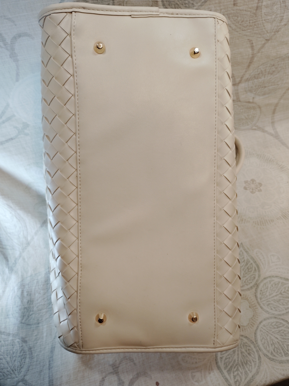 Rhonda-Urban Expressions Cream Woven Satchel - Picture 8 of 8